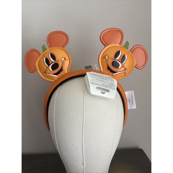 Disney Mickey Mouse 2025 Halloween Headband Pumpkin Jack O Lantern Ears NEW - Picture 2 of 12